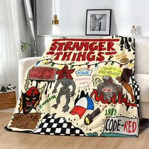 Stranger Things Season 5 and Collage Flannel Blanket, Soft Warm Cozy, Iconic Characters and Demogorgon Art, Ideal Gift for Netflix Fans Suitable for all four seasons It is an ideal gift to give to friends, children and grandchildren.