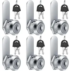 6 Pieces 5/8 Inch Cylinder Cam Lock, 1 Key Opens All, Keyed Cam Lock for File Cabinet Drawer Mailbox RV Camper Door Storage Toolbox Security Replacement