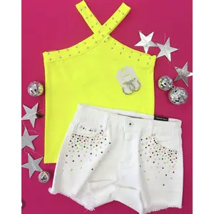 Lime Studded Crossover Top
