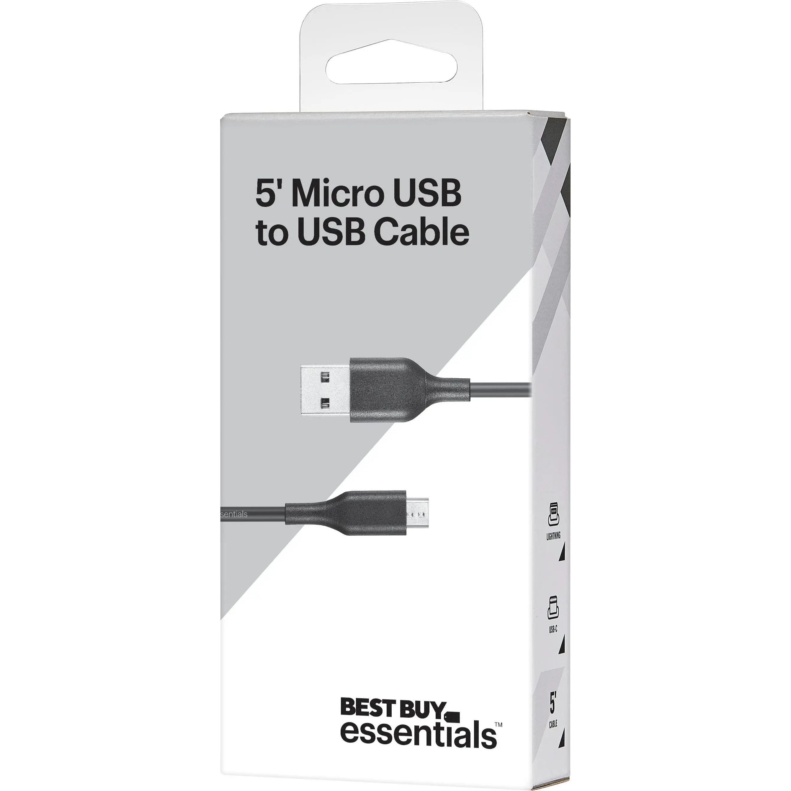 Best Buy essentials - 5' USB-A to Micro USB Charge-and-Sync Cable - Black