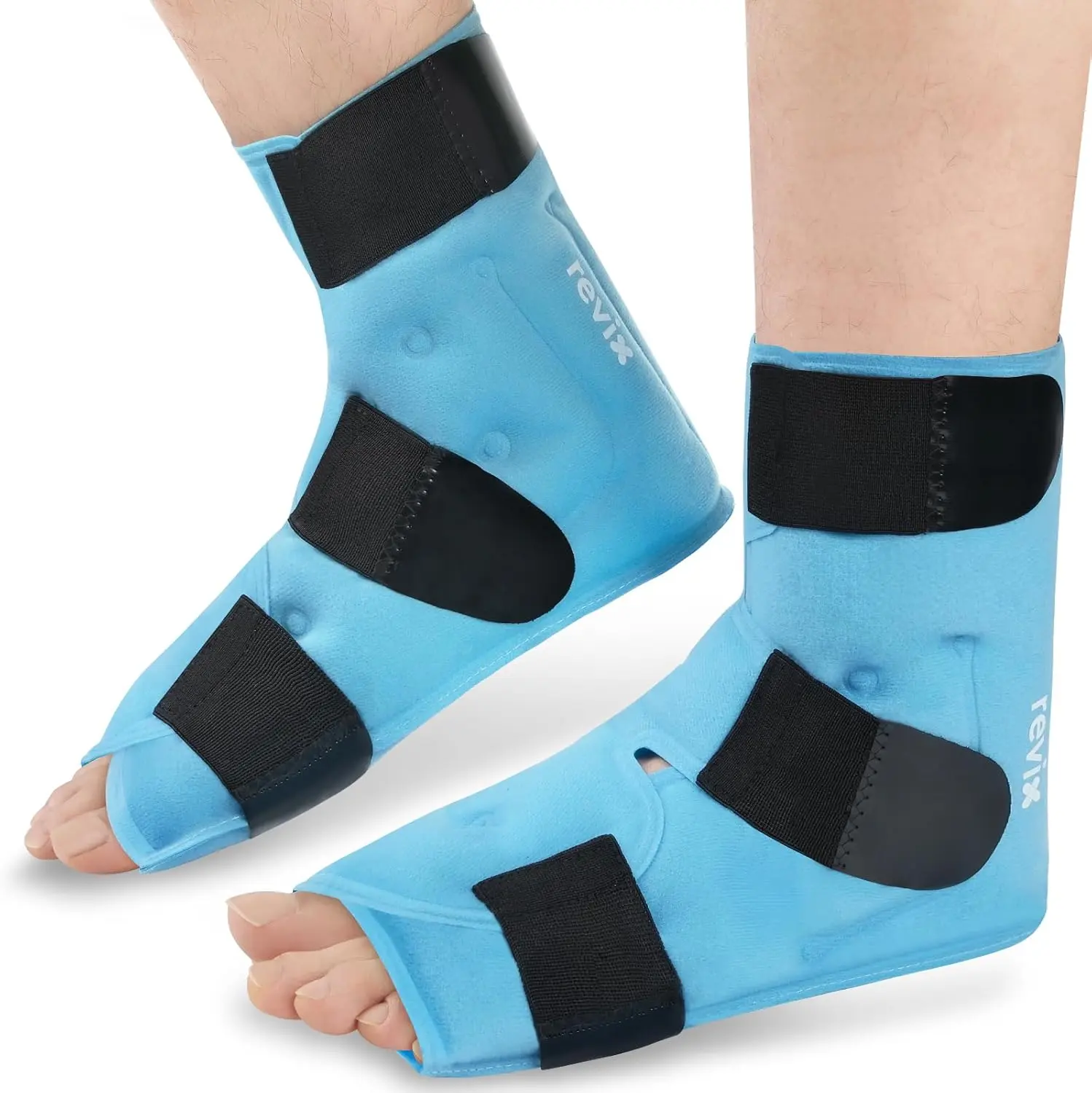 REVIX Large Ankle Ice Pack for Foot Discomfort, Reusable Gel Cold Pack with Cold Compression Therapy, Full Coverage Ankle Ice Wrap for Post-Workout Recovery