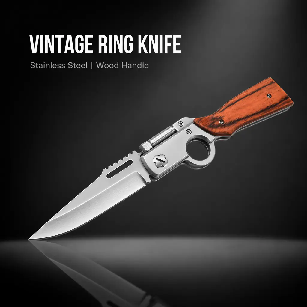 Portable Stainless Steel Straight Survival Knife - Multi-function, Finger Hole, Non-slip Grip - for Camping, Hiking Gifts (Sports & Outdoor Knives & Tools)