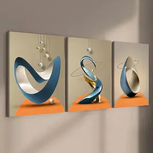 3 count wooden frame canvas, fashionable geometric design poster, modern abstract art decoration, exquisite family poster, suitable for living room corridor wall, HD inkjet printing, waterproof art