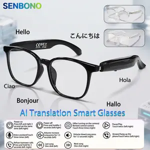 Senbono Smart Glasses BT Sunglasses with Microphone Speaker, Ai Translation, Voice Assistant, Bluetooth-compatible Connectivity