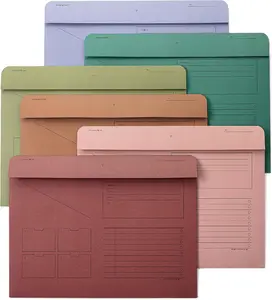 Colorful File Folders, Set of 6, Assorted Colors, Pre-Printed Labels, Letter Size, Durable Paper Material, Reinforced Edges
