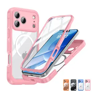 For iPhone 17 16 15 Pro Max MagSafe Case Screen Protector Full Cover Shockproof Shockproof Drop Protection Phone Case