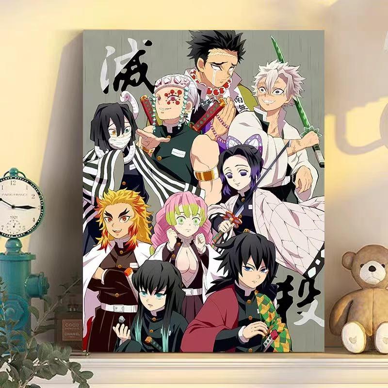 Demon Slayer Anime Hashira All Members Poster, Tanjiro Kamado Decorative Wall Art, Anime Home Decor for Bedroom Living Room, Waterproof Fade-Resistant, Ideal Gift for Anime Fans