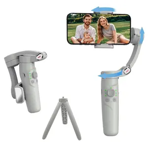 Portable Handheld Stabilizer, 360° Rotatable Phone Gimbal Stabilizer with LED Fill Light, USB Rechargeable Phone Gimbal Stabilizer for Vlog Video Recording, Camera