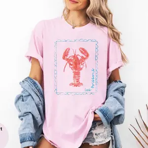 Comfort Colors Sea Lobster 100% Cotton Unisex T-shirt, French Coastal Distressed Graphic Tee, Nautical Fisherman Style, Vintage Summer Vibes Shirt, Comfortable Classic Fit, Menswear Style Top, Perfect Beach Summer Tee