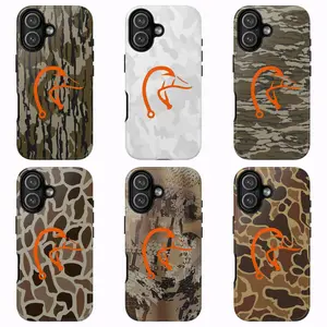 Real Tree & Snow Camo Orange Fishing Hook Logo Phone Case Protection, Shockproof For IPhone 17-12, Pro Max, Pro Plus, and Samsung S25 24 23 Safety Case