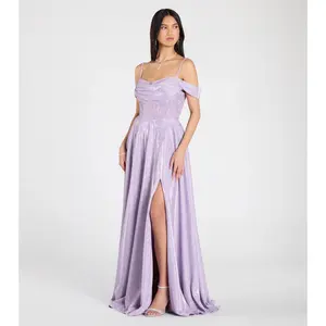 Skyler Glitter Woven Corset A-Line Formal Dress