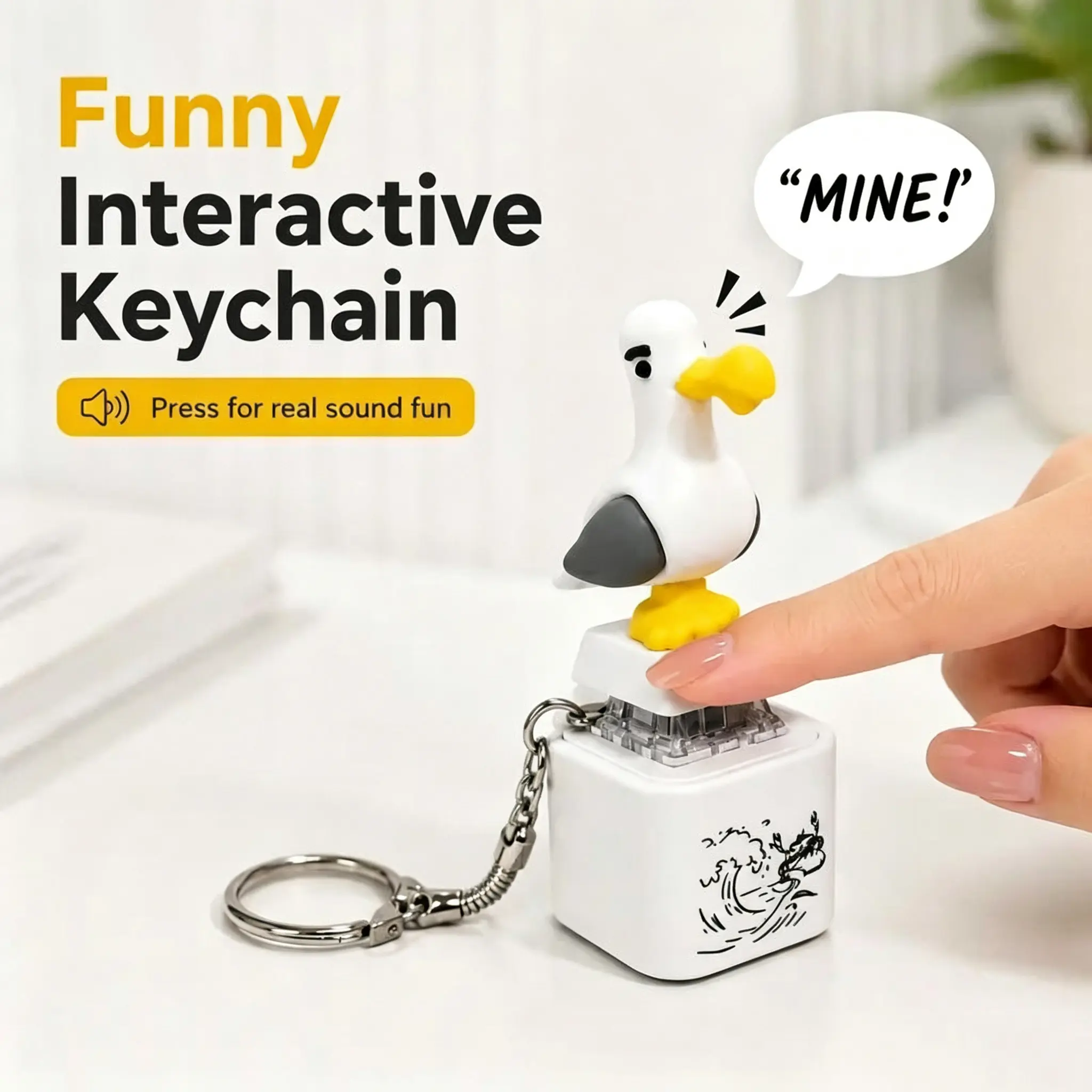 2Pack Button Keychain with Real Sound Effect and LED Light, Funny Interactive Novelty Gift Suitable for Friends and Family, summerwins