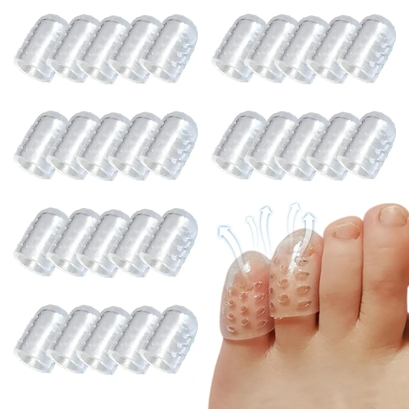 Silicone Anti-Friction Toe Protector, 10 Pcs Gel Toe Protectors Breathable Toe Covers, Soft Clear Little Toe Protectors Caps Guards for Men Women, Toe Sleeves for Corns, Blisters and Pain Relief for running and dancing