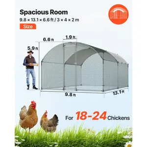 Fathersdaygift Spacious Metal Chicken Coop, 9.8x13.1x6.5 ft Large Walk-in Run with Cover, Gable Roof Hen House Enclosure with Security Lock, Outdoor Cage for Backyard Farm Chickens Ducksdealsforyoudays