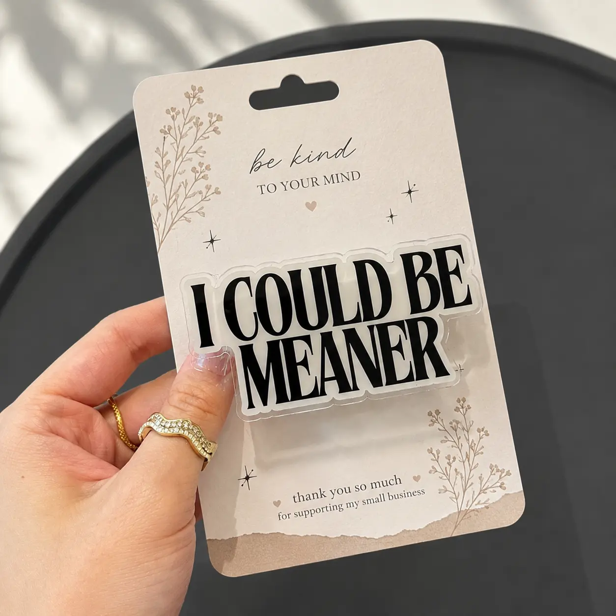 I Could Be Meaner Magnetic Phone Grip Funny Sarcastic Meme Phone Holder Cute Aesthetic Gift for Readers Kindle Users Women Teens Everyday Accessory Acrylic Android