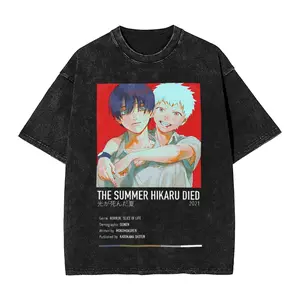 valentine shirts The Summer Hikaru Died Washed T Shirts Streetwear Hip Hop Vintage T-Shirts Yoshiki Tees for Men Women Cotton Oversize Printed