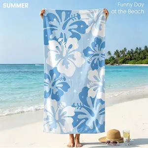 1pc Ultra-fine Fiber Large-Sized Quick-Drying Beach Towel, Printed Beach Towel, Hibiscus Beach Towel, Sun Protection/Drainage/Throw Blanket/Cover Blanket, Beach Vacation, Pool Party, Beach Photography Background