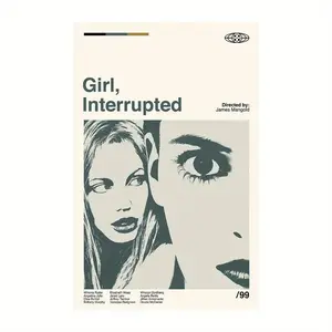 1pc Frameless "Girl, Interrupted" Canvas Poster - 30x45 Inch, Unframed Wall Art with Intricate Black & White Design, Minimalist Bedroom or Living Room Decor, Detailed Movie-Inspired Artwork, Bedroom Wall Decor |   Minimalist Poster |   Canvas Print, Movie