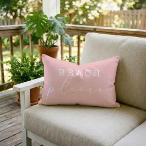 Beach Please Pillow, Indoor Outdoor Throw Pillow with Insert, Beach House Decor, Coastal Gift, Summer Patio Pillow, Beach Lover Gift