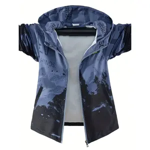 [Korean-Style Windbreaker] Casual Korean-Style Polyester Dormy Fairy Tales Boys' Hooded Windbreaker Jacket |           Machine Washable, Zip-Up with Cartoon Print, Loose Fit, Ideal/Fall