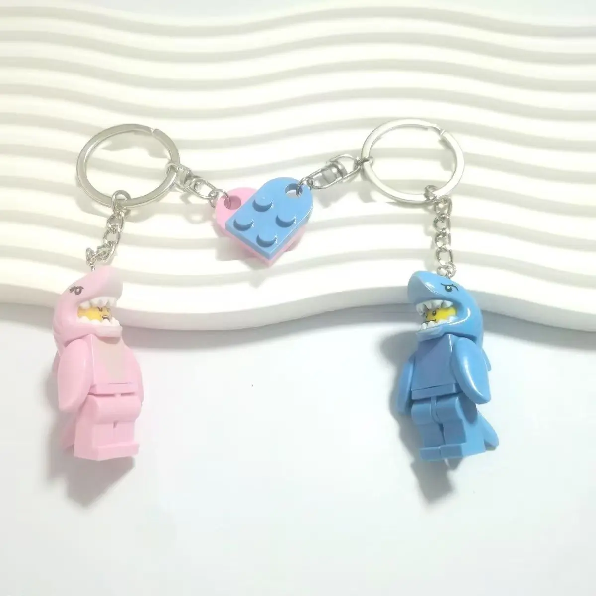 Couple Matching Animal Keychains - Pink-Blue Heart Puzzle Set, Cute Backpack Charms, GF Gift, Gifts for Him, Ideal for Back-to-School, Christmas