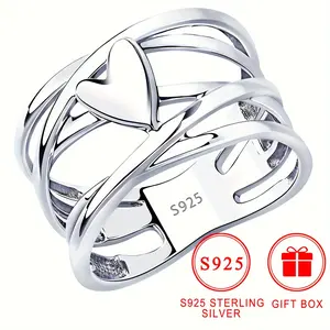 Elegant French Style 925 Sterling Silver Heart, Silver Plated, Nickel-Free, Hypoallergenic, Unique Design, Women'S Fashion Jewelry, Everyday and Party Accessory, Perfect Thanksgiving Gift, Comes with Gift Box