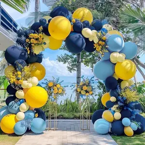 Blue and Yellow Balloons Navy Royal Blue Balloon Garland Arch Kit For Happy Birthday Summer  Shower Bridal Shower Lemon School Banana Party Decorations