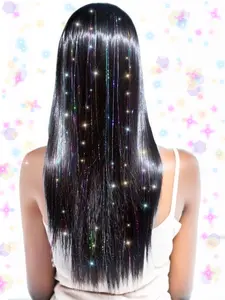 Shiny Hair Tinsels Clip for You and Your Pet, Black Friday Exclusive Set: 22Inch Glitter Tinsel Hair Extensions Clip,  Tinsel  Sparkle Fairy Hair Accessories for Christmas Family Party.