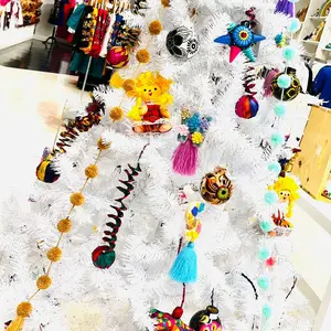 Juego de  1 o por Docena Adornos de piñata tejida Navidad Hoja de palma hecha a mano Boho Fiesta Árbol de Navidad-Decoración-Arte popular del suroeste-Frida Kahlo-Folklórico Christmas