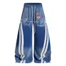 Inflation Men's Comfy Cotton Baggy Wide-Leg Sweatpants - Gradient Washed, Embroidered Emblem, Side Stripes, Elastic Waist, Adjustable Hem, Men's Clothing; Matching Streetwear for Women for Back to School, First Day Outfits,sohochic