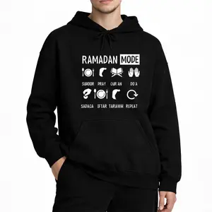 Ramadan Mode Islamic Hoodie – Men’s Long Sleeve with Mubarak Design