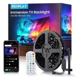 PEYPLAY TV Backlight  with Fish-Eye Correction Function Sync to 55-65 Inch TVs, 11.8ft RGB+IC LED Strip Lights with Camera, 3 Colors in 1 Lamp Bead, Voice and APP Control, Adapter