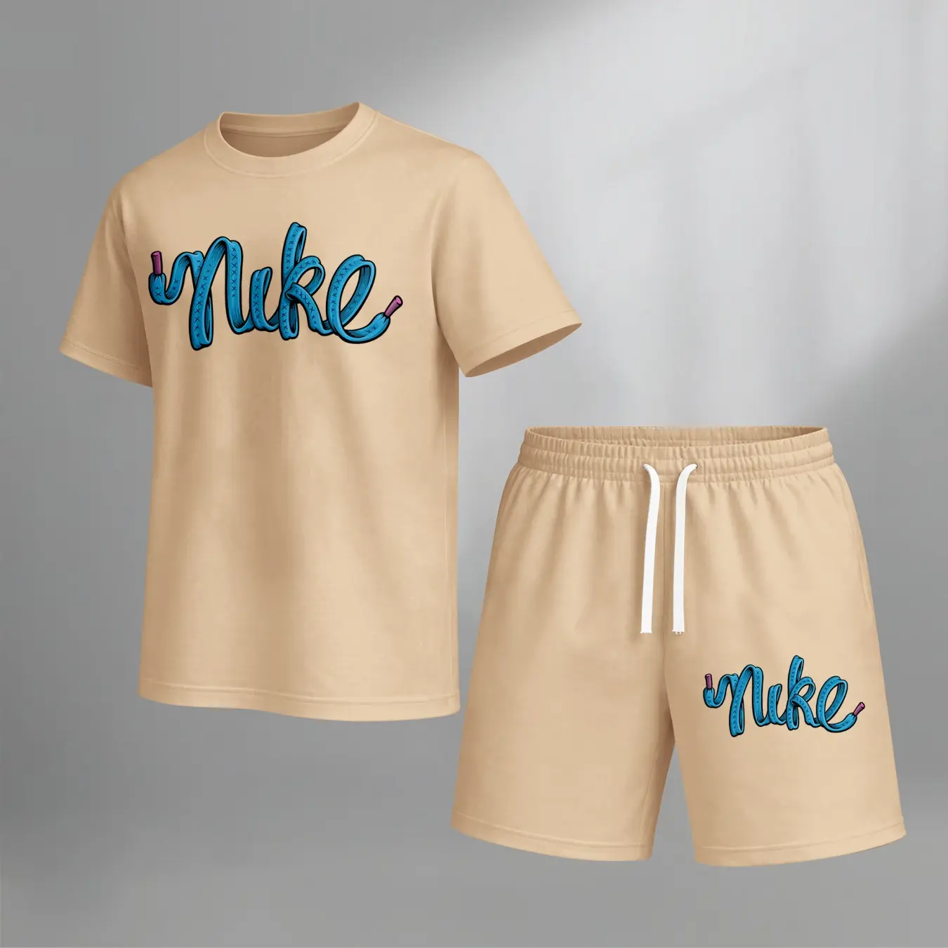 Men’s Graphic Print Summer 2 Piece Set, Casual Short Sleeve T Shirt and Matching Drawstring Shorts, Lightweight Breathable Outfit for Vacation, Beach, Workout, Streetwear, Outdoor Leisure, Lounging, Running and Daily Wear