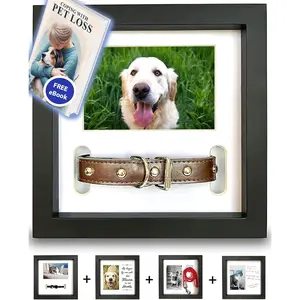 Dog Memorial Picture Frame with 5 Display Options, Dog Collar Memorial Gift, Cat or Dog Pet Loss Gift for Grieving Friend, Pet Remembrance Sympathy Photo Keepsake