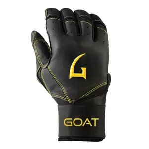 Legacy Series Long Cuff Black and Yellow Batting Gloves