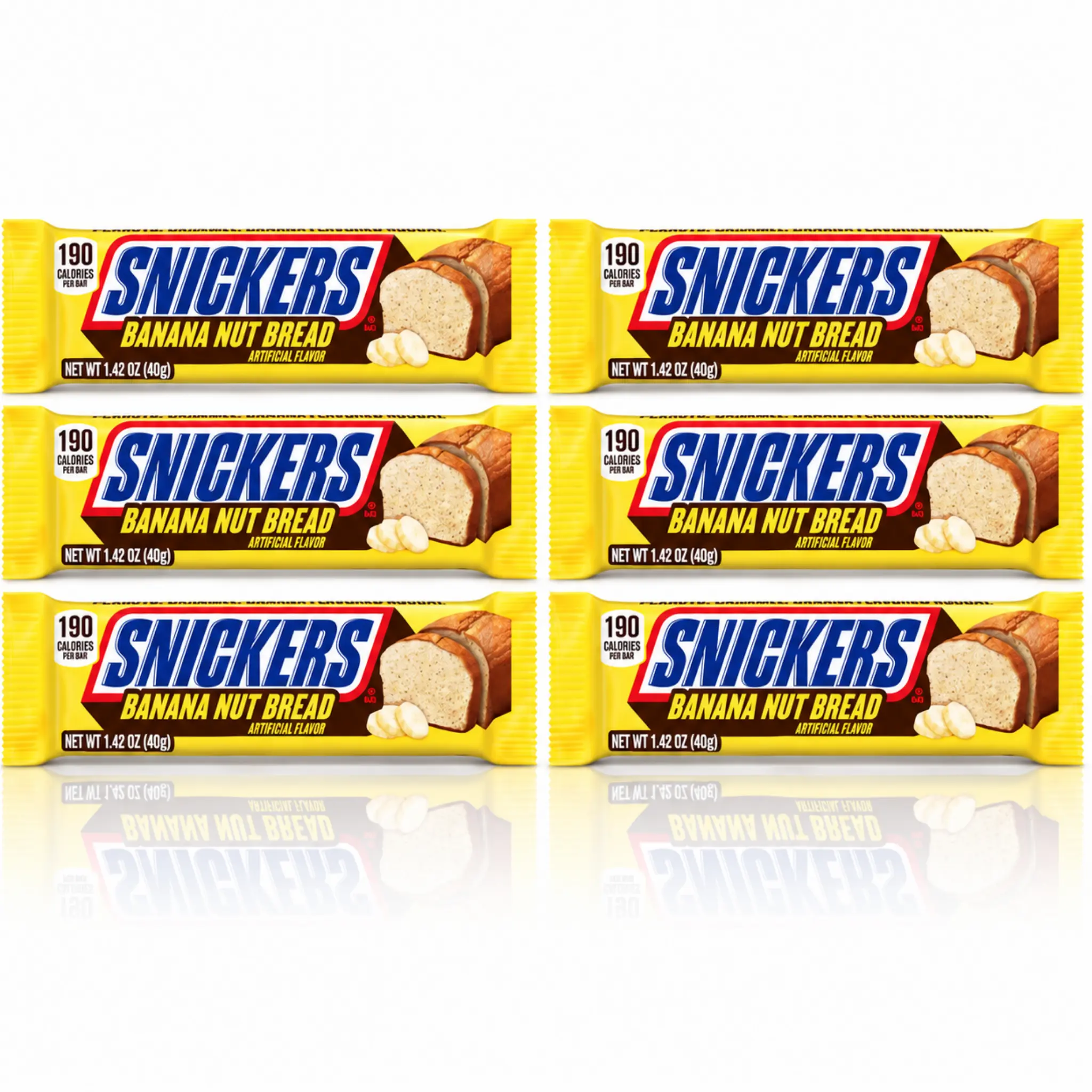 Snickers Banana Nut Bread Candy Bars, 6 Pack, 1.42 oz Each Snickers Banana Nut Bread Candy Bars, 6 Pack, 1.42 oz Each