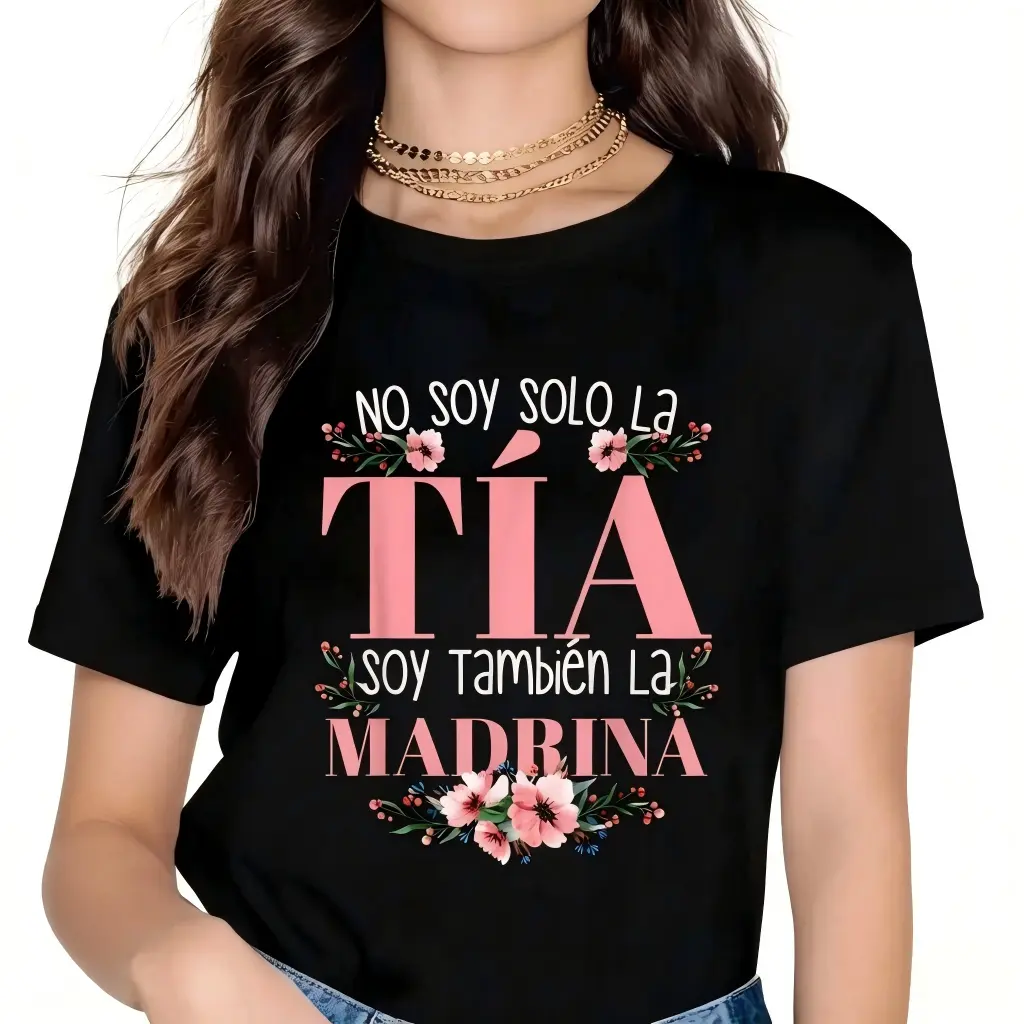 Men's Retro Graphic with Punch Short-Sleeve Crew Neck Premium Cotton T-Shirt - 'No Soy Solo La Tía' Funny Slogan, Lightweight Breathable Tops, Multi-Color Multi-Size Casual Streetwear
