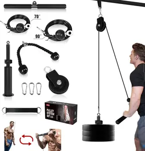 Fitness LAT and Lift Pulley System, Dual  Machine(70'' and 90'') with Upgraded Loading Pin for Triceps Pull Down, Biceps Curl, , Forearm, -Home Gym Equipment()