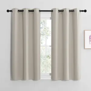 NICETOWN Kitchen Curtains for Decoration， Thermal Insulated Grommet Room Darkening Draperies/Panels for Laundry (Natural， 2 Panels， W42 x L50 inches)
