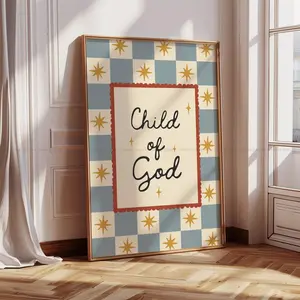 Child of God Print Christian Wall Art for Kids Bible Quote Poster for Nursery, Playroom & Sunday School Baby Shower Gift Scripture Print