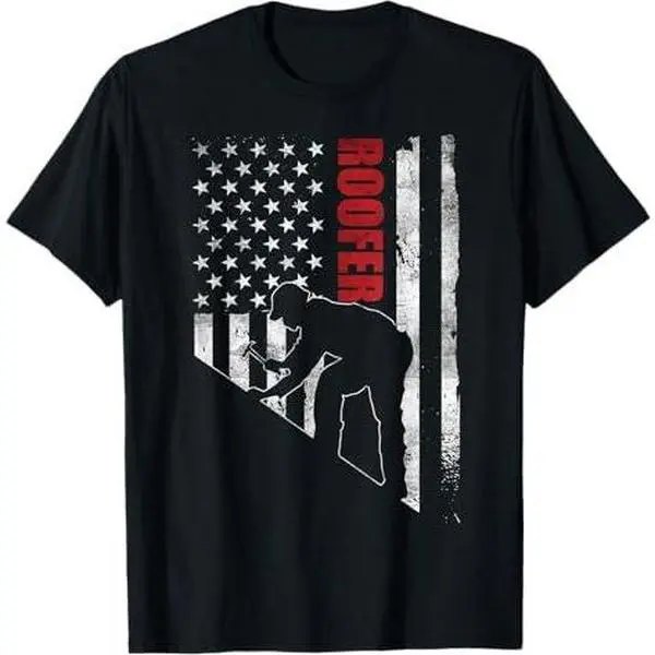 Mens American Roofer Apparel Roofing USA Flag Roofing Contractor T-Shirt