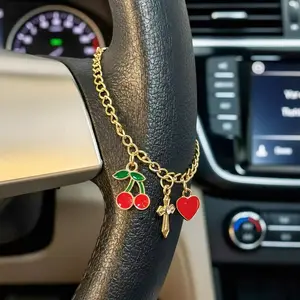 Car Steering Wheel Charm , Heart Charm Car Bead Decorations, Unique Fashion Gift, Automotive Ornament, Stylish Car Accessory, Car Interior Accessory, Car Interior Decorative