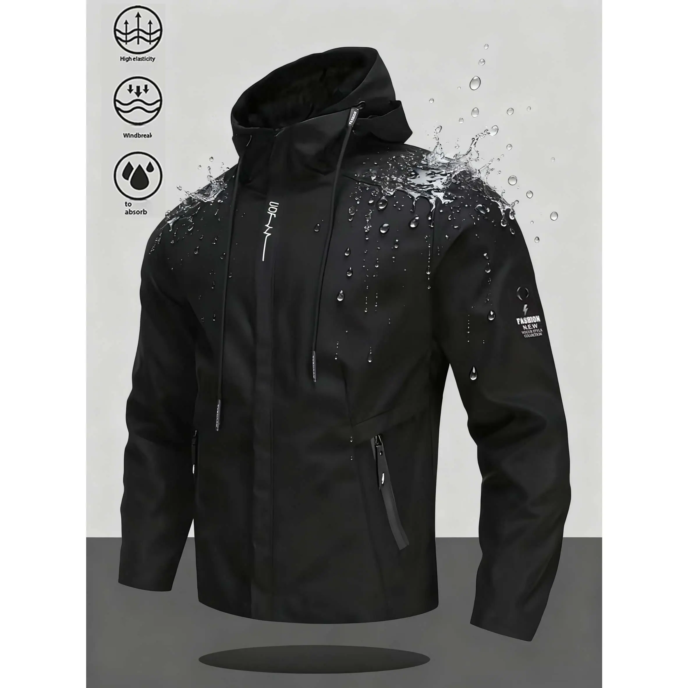 Men's Regular Full-Zip Knitted Hooded Jacket - Polyester Sporty Outerwear for Sports, Outdoor Activities, Sporty Sports Outerwear
