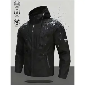 Men's Regular Full-Zip Knitted Hooded Jacket - Polyester Fabric Sports Outerwear for Sports, Outdoor Activities