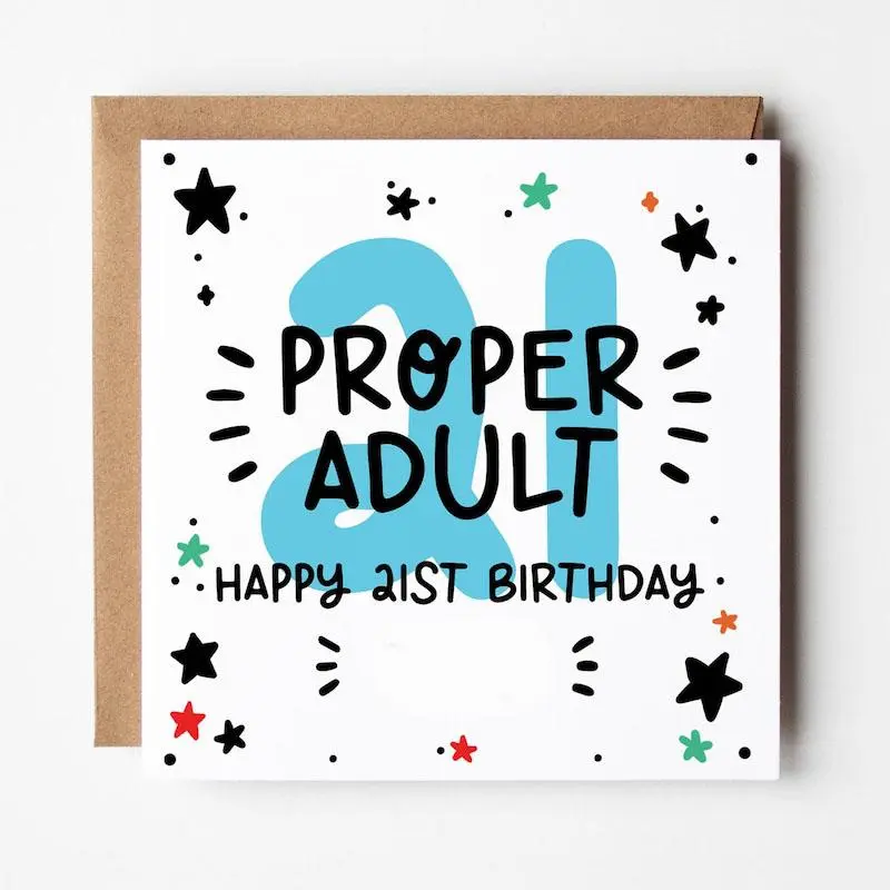 21st Birthday Card, Happy 21st Birthday Card, Birthday Greeting Card for Him, Unique and Fun Birthday Greeting Card, Card Design