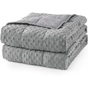 Weighted Blanket for Adults Queen Size 15 lbs, Soft Cooling Heavy Minky Blanket for Sleep, Washable Throw Blanket with Glass Beads, 60 x 80 Inches, Grey