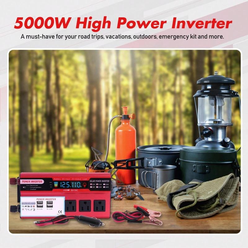 Premium 5000W Pure Sine Wave Inverter  Dual AC Outlets + USB - Hardwire & Remote Control for RV, Truck & Power Tools