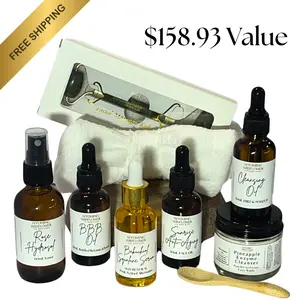 Beauty Box Skincare Kit | Organic Anti-Aging Skincare Kit | Bakuchiol | Bottled Botanical Botox | Pineapple Enzyme Cleanser | Rose Hydrosol | Complete Skincare Routine