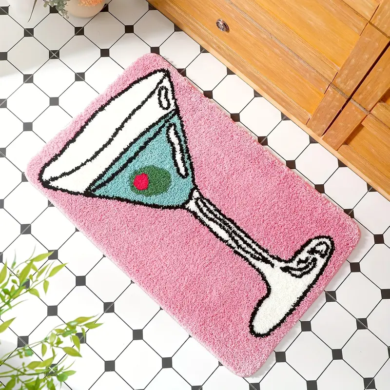Classic Rectangle Non-Slip Bath Mat - Whimsical Cocktail-Themed Fun, Dirty Martini & Margarita Decor, Absorbent Washable, Fall Prevention, Dry-Safe Footing, Bathroom/Kitchen Use, Birthday Gift Option (A Tini Bit Older)