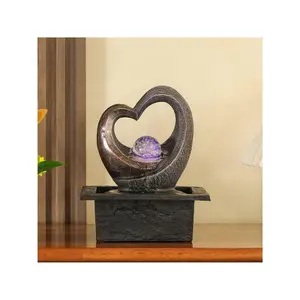 Water Fountains Indoor Waterfall Fountain Tabletop Fountain With LED Rolling Ball Water Feature Indoor Zen Meditation For Home And Office Indoor Spaces Decor